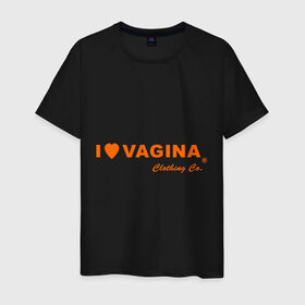 Мужская футболка хлопок с принтом I love vagina в Петрозаводске, 100% хлопок | прямой крой, круглый вырез горловины, длина до линии бедер, слегка спущенное плечо. | Тематика изображения на принте: девушки | отношения
