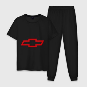 Мужская пижама хлопок с принтом Chevrolett Logo в Петрозаводске, 100% хлопок | брюки и футболка прямого кроя, без карманов, на брюках мягкая резинка на поясе и по низу штанин
 | chevrolett | авто | автомобили | автомобиль | бренд | бренды | логотип | шевроле