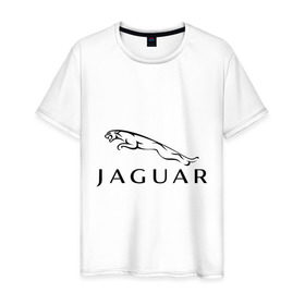 Мужская футболка хлопок с принтом Jaguar в Петрозаводске, 100% хлопок | прямой крой, круглый вырез горловины, длина до линии бедер, слегка спущенное плечо. | Тематика изображения на принте: jaguar | авто2012 | ягуар