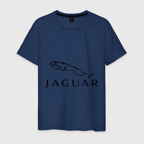 Мужская футболка хлопок с принтом Jaguar в Петрозаводске, 100% хлопок | прямой крой, круглый вырез горловины, длина до линии бедер, слегка спущенное плечо. | jaguar | авто | автобренды | автомобили | машины | тачки | ягуар