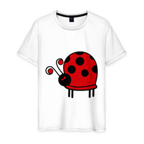 Мужская футболка хлопок с принтом Божая коровка в Петрозаводске, 100% хлопок | прямой крой, круглый вырез горловины, длина до линии бедер, слегка спущенное плечо. | божья коровка | животные | жуки | жучок | насекомые