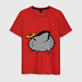 Мужская футболка хлопок с принтом Мышь - ангел в Петрозаводске, 100% хлопок | прямой крой, круглый вырез горловины, длина до линии бедер, слегка спущенное плечо. | ангел | животные | мышка | мышонок | мышь | нимб