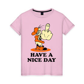Женская футболка хлопок с принтом Удачного дня! в Петрозаводске, 100% хлопок | прямой крой, круглый вырез горловины, длина до линии бедер, слегка спущенное плечо | nice day | день | настроение | отличный | события | удачного дня | хороший | эмоции