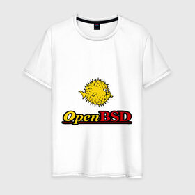 Мужская футболка хлопок с принтом Open BSD в Петрозаводске, 100% хлопок | прямой крой, круглый вырез горловины, длина до линии бедер, слегка спущенное плечо. | linux | openbsd | линукс | программа | софт