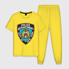 Мужская пижама хлопок с принтом N.Y.P.D. в Петрозаводске, 100% хлопок | брюки и футболка прямого кроя, без карманов, на брюках мягкая резинка на поясе и по низу штанин
 | new york | nypd | police | police department | нью йорк