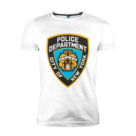 Мужская футболка премиум с принтом N.Y.P.D. в Петрозаводске, 92% хлопок, 8% лайкра | приталенный силуэт, круглый вырез ворота, длина до линии бедра, короткий рукав | new york | nypd | police | police department | нью йорк
