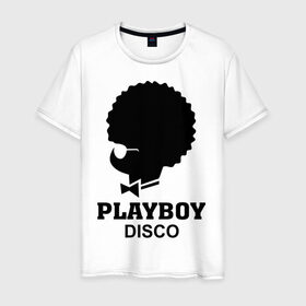 Мужская футболка хлопок с принтом Playboy disco в Петрозаводске, 100% хлопок | прямой крой, круглый вырез горловины, длина до линии бедер, слегка спущенное плечо. | disco | play boy | playboy | диско | зайчик | плей бой | плейбой