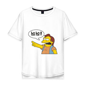Мужская футболка хлопок Oversize с принтом Нэльсон в Петрозаводске, 100% хлопок | свободный крой, круглый ворот, “спинка” длиннее передней части | simpsons | нельсон | нэльсон | симпсоны | симсоны