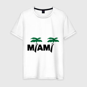 Мужская футболка хлопок с принтом Miami (2) в Петрозаводске, 100% хлопок | прямой крой, круглый вырез горловины, длина до линии бедер, слегка спущенное плечо. | 