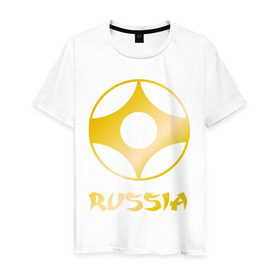 Мужская футболка хлопок с принтом Киокусинкая карате в Петрозаводске, 100% хлопок | прямой крой, круглый вырез горловины, длина до линии бедер, слегка спущенное плечо. | киокушинкай
