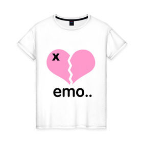 Женская футболка хлопок с принтом Сердце эмо в Петрозаводске, 100% хлопок | прямой крой, круглый вырез горловины, длина до линии бедер, слегка спущенное плечо | emo | пловинка сердца | розовое сердце | сердце | сердце эмо | субкультуры | эмо