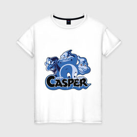 Женская футболка хлопок с принтом Casper в Петрозаводске, 100% хлопок | прямой крой, круглый вырез горловины, длина до линии бедер, слегка спущенное плечо | Тематика изображения на принте: casper | каспер | мультик | привидение
