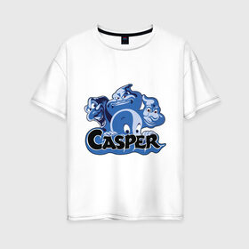 Женская футболка хлопок Oversize с принтом Casper в Петрозаводске, 100% хлопок | свободный крой, круглый ворот, спущенный рукав, длина до линии бедер
 | casper | каспер | мультик | привидение