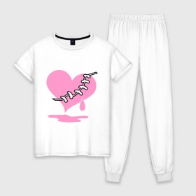 Женская пижама хлопок с принтом Сердце Emo в Петрозаводске, 100% хлопок | брюки и футболка прямого кроя, без карманов, на брюках мягкая резинка на поясе и по низу штанин | emo | зашитое сердце | розовое сердце | сердце | сердце эмо | субкультуры | эмо