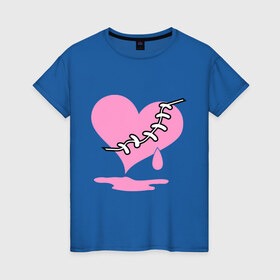 Женская футболка хлопок с принтом Сердце Emo в Петрозаводске, 100% хлопок | прямой крой, круглый вырез горловины, длина до линии бедер, слегка спущенное плечо | emo | зашитое сердце | розовое сердце | сердце | сердце эмо | субкультуры | эмо