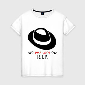 Женская футболка хлопок с принтом Michael Jackson в Петрозаводске, 100% хлопок | прямой крой, круглый вырез горловины, длина до линии бедер, слегка спущенное плечо | Тематика изображения на принте: 
