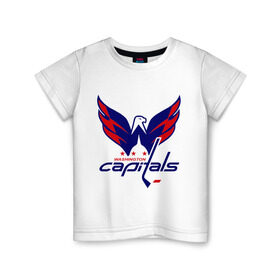 Детская футболка хлопок с принтом Овечкин (Washington Capitals) в Петрозаводске, 100% хлопок | круглый вырез горловины, полуприлегающий силуэт, длина до линии бедер | национальная хоккейная лига | нхл