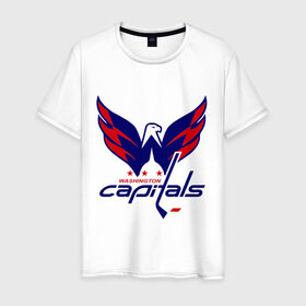 Мужская футболка хлопок с принтом Овечкин (Washington Capitals) в Петрозаводске, 100% хлопок | прямой крой, круглый вырез горловины, длина до линии бедер, слегка спущенное плечо. | национальная хоккейная лига | нхл