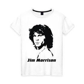 Женская футболка хлопок с принтом Jim Morrison в Петрозаводске, 100% хлопок | прямой крой, круглый вырез горловины, длина до линии бедер, слегка спущенное плечо | morrison | джим морисон | лицо jim morrison | лицо джима морисона | морисон