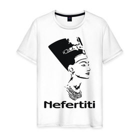 Мужская футболка хлопок с принтом Nefertiti в Петрозаводске, 100% хлопок | прямой крой, круглый вырез горловины, длина до линии бедер, слегка спущенное плечо. | nefertiti | древний египет | египет | мумия | нефертити | портрет