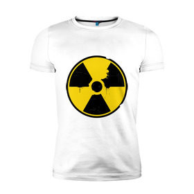 Мужская футболка премиум с принтом Радиоактивность в Петрозаводске, 92% хлопок, 8% лайкра | приталенный силуэт, круглый вырез ворота, длина до линии бедра, короткий рукав | знак радиации | предупреждение | радиация | радиоактивность | угрозы