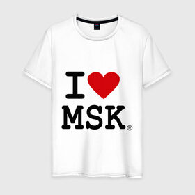 Мужская футболка хлопок с принтом I love MSK (Moscow) в Петрозаводске, 100% хлопок | прямой крой, круглый вырез горловины, длина до линии бедер, слегка спущенное плечо. | i love | moscow | russia | москва | россия | столица | я люблю москву