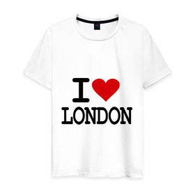 Мужская футболка хлопок с принтом I love London в Петрозаводске, 100% хлопок | прямой крой, круглый вырез горловины, длина до линии бедер, слегка спущенное плечо. | Тематика изображения на принте: лондон