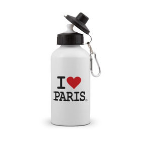 Бутылка спортивная с принтом I love Paris в Петрозаводске, металл | емкость — 500 мл, в комплекте две пластиковые крышки и карабин для крепления | i love | i love paris | европа | париж | франция | французский | я люблю париж
