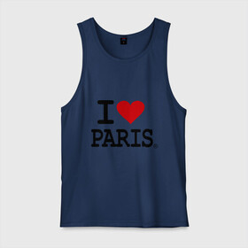 Мужская майка хлопок с принтом I love Paris в Петрозаводске, 100% хлопок |  | Тематика изображения на принте: i love | i love paris | европа | париж | франция | французский | я люблю париж