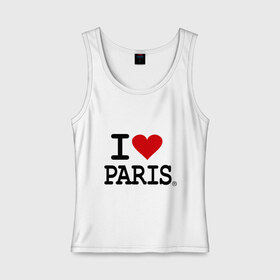 Женская майка хлопок с принтом I love Paris в Петрозаводске, 95% хлопок, 5% эластан |  | Тематика изображения на принте: i love | i love paris | европа | париж | франция | французский | я люблю париж