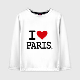 Детский лонгслив хлопок с принтом I love Paris в Петрозаводске, 100% хлопок | круглый вырез горловины, полуприлегающий силуэт, длина до линии бедер | i love | i love paris | европа | париж | франция | французский | я люблю париж
