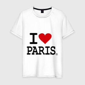 Мужская футболка хлопок с принтом I love Paris в Петрозаводске, 100% хлопок | прямой крой, круглый вырез горловины, длина до линии бедер, слегка спущенное плечо. | Тематика изображения на принте: i love | i love paris | европа | париж | франция | французский | я люблю париж