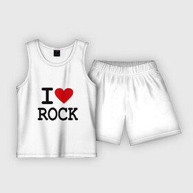 Детская пижама с шортами хлопок с принтом I love Rock в Петрозаводске,  |  | Тематика изображения на принте: i love | i love rock | love rock | rock | люблю рок | рок | рок музыка | рокер