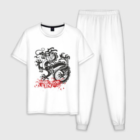 Мужская пижама хлопок с принтом Dragon (7) в Петрозаводске, 100% хлопок | брюки и футболка прямого кроя, без карманов, на брюках мягкая резинка на поясе и по низу штанин
 | dragon | street art | urban style | дракон | китайский дракон | принт | уличный стиль | урбан стайл | фешн