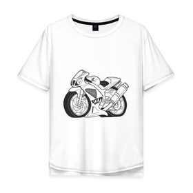 Мужская футболка хлопок Oversize с принтом Honda VTR в Петрозаводске, 100% хлопок | свободный крой, круглый ворот, “спинка” длиннее передней части | honda | honda vtr | байер | байк | моотоцикл | мотик | мото | хонда | хонда втр
