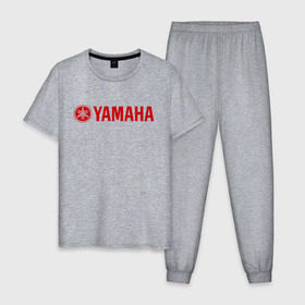 Мужская пижама хлопок с принтом Yamaha в Петрозаводске, 100% хлопок | брюки и футболка прямого кроя, без карманов, на брюках мягкая резинка на поясе и по низу штанин
 | yamaha | байк | мотоциклы | моцик | ямаха