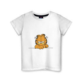 Детская футболка хлопок с принтом Гарфилд (6) в Петрозаводске, 100% хлопок | круглый вырез горловины, полуприлегающий силуэт, длина до линии бедер | Тематика изображения на принте: garfield | гарфилд