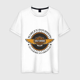 Мужская футболка хлопок с принтом Harley-Davidson (4) в Петрозаводске, 100% хлопок | прямой крой, круглый вырез горловины, длина до линии бедер, слегка спущенное плечо. | Тематика изображения на принте: дэвидсон | харлей | харли