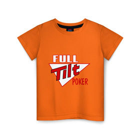 Детская футболка хлопок с принтом Full Tilt Poker в Петрозаводске, 100% хлопок | круглый вырез горловины, полуприлегающий силуэт, длина до линии бедер | Тематика изображения на принте: full | poker | tilt | карточные игры | карты | покер