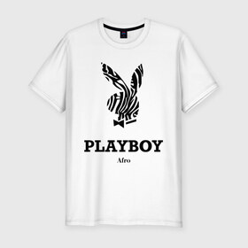 Мужская футболка премиум с принтом Afro PlayBoy в Петрозаводске, 92% хлопок, 8% лайкра | приталенный силуэт, круглый вырез ворота, длина до линии бедра, короткий рукав | Тематика изображения на принте: boy | play | playboy | бой | зайчик | заяц | плей | плейбой | плэйбой