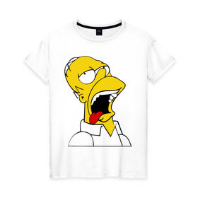 Женская футболка хлопок с принтом Gomer Simpson (2) в Петрозаводске, 100% хлопок | прямой крой, круглый вырез горловины, длина до линии бедер, слегка спущенное плечо | гомер