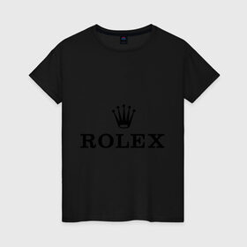 Женская футболка хлопок с принтом Rolex в Петрозаводске, 100% хлопок | прямой крой, круглый вырез горловины, длина до линии бедер, слегка спущенное плечо | rolex | бренд | гламурный | дорогой | корона | крутой | марка | пафосный | ролекс | часы