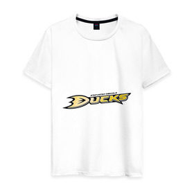 Мужская футболка хлопок с принтом Anaheim Ducks Selanne в Петрозаводске, 100% хлопок | прямой крой, круглый вырез горловины, длина до линии бедер, слегка спущенное плечо. | anaheim ducks | nxl | калифорния | нацинальная лига | нхл | сша | хокей | хоккей