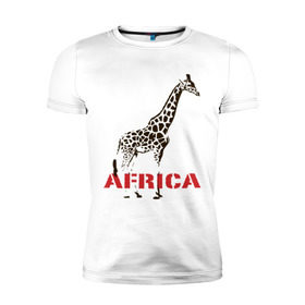 Мужская футболка премиум с принтом Africa в Петрозаводске, 92% хлопок, 8% лайкра | приталенный силуэт, круглый вырез ворота, длина до линии бедра, короткий рукав | africa | giraffa | safari | африка | животные | жираф | сафари