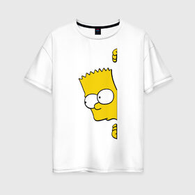 Женская футболка хлопок Oversize с принтом Bart Simpson (3) в Петрозаводске, 100% хлопок | свободный крой, круглый ворот, спущенный рукав, длина до линии бедер
 | гомер