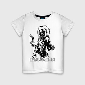 Детская футболка хлопок с принтом Iron Maden с демоном в Петрозаводске, 100% хлопок | круглый вырез горловины, полуприлегающий силуэт, длина до линии бедер | iron maden | rock | демон | панк | рок | эмблема iron maden