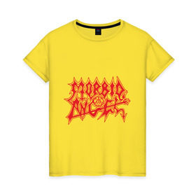 Женская футболка хлопок с принтом Morbid Angel в Петрозаводске, 100% хлопок | прямой крой, круглый вырез горловины, длина до линии бедер, слегка спущенное плечо | death metal