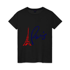 Женская футболка хлопок с принтом Paris (3) в Петрозаводске, 100% хлопок | прямой крой, круглый вырез горловины, длина до линии бедер, слегка спущенное плечо | france | paris | европа | париж | франция | французский | эйфелева башня