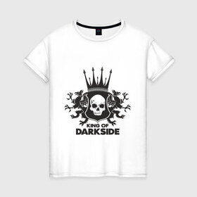 Женская футболка хлопок с принтом King of Dark Side в Петрозаводске, 100% хлопок | прямой крой, круглый вырез горловины, длина до линии бедер, слегка спущенное плечо | king of dark side | король темной стороны | череп