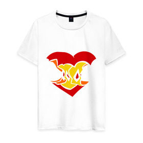 Мужская футболка хлопок с принтом Огрызок яблока в Петрозаводске, 100% хлопок | прямой крой, круглый вырез горловины, длина до линии бедер, слегка спущенное плечо. | любовь | огрызок | огрызок яблока | сердце | яблоко